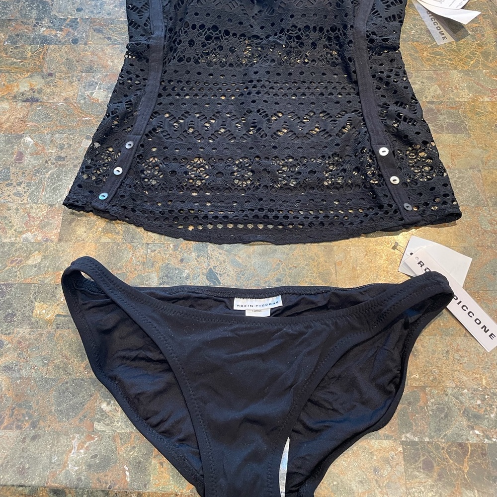 Robin Piccone black 2 piece bathing suit Size Large, Runs small